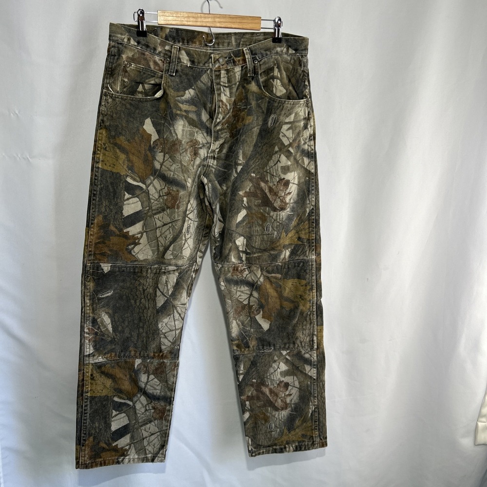 Vintage Wrangler Pants Realtree Camouflage Double Knee Mens 36x32 Baggy Y2K